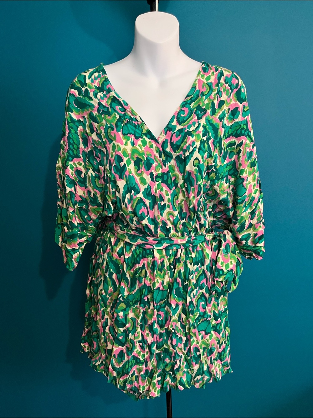 Cupshe Green Pink Leopard Print Romper